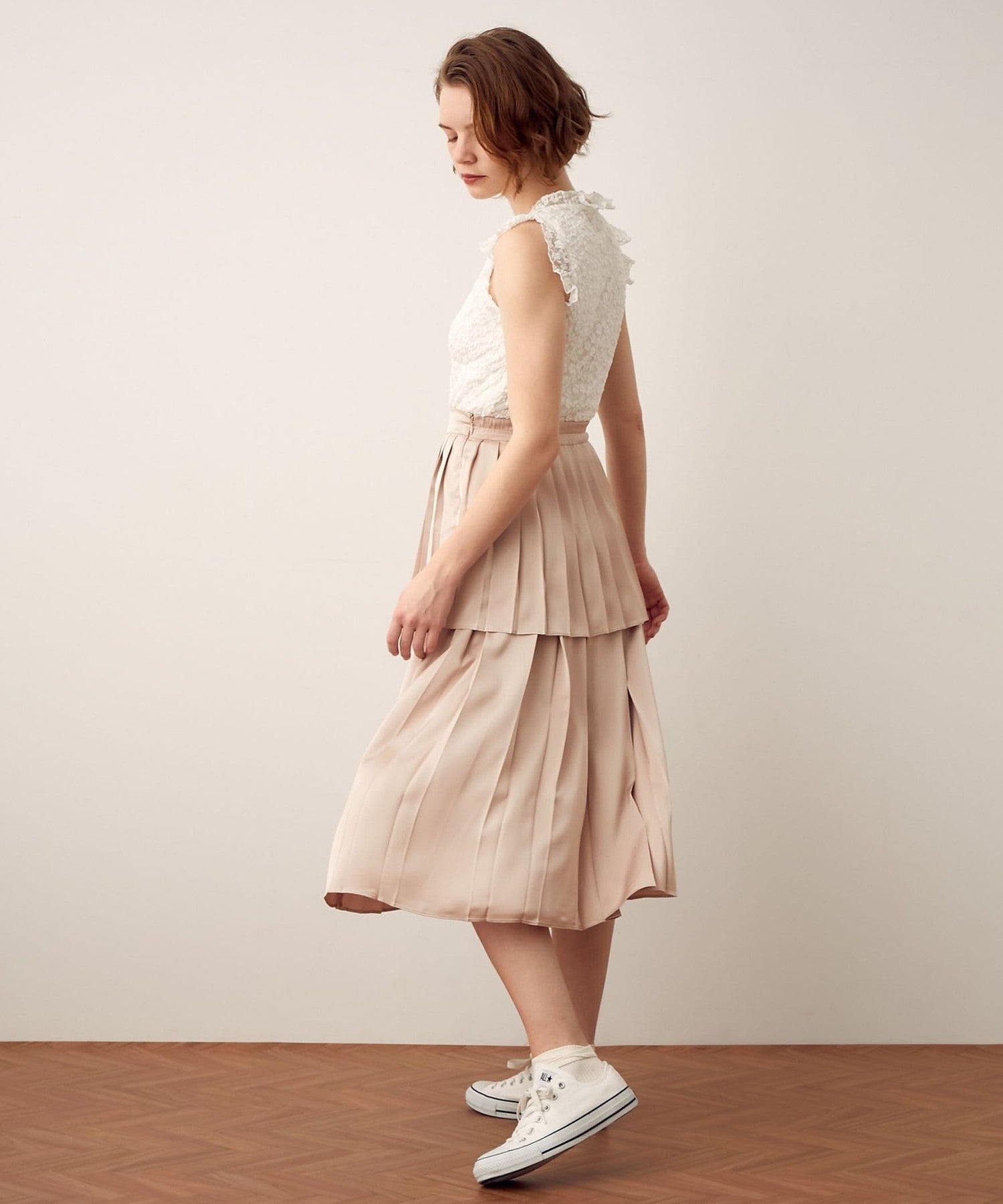 Pleated layered skirt