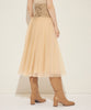 Lace -up gathering tulle skirt