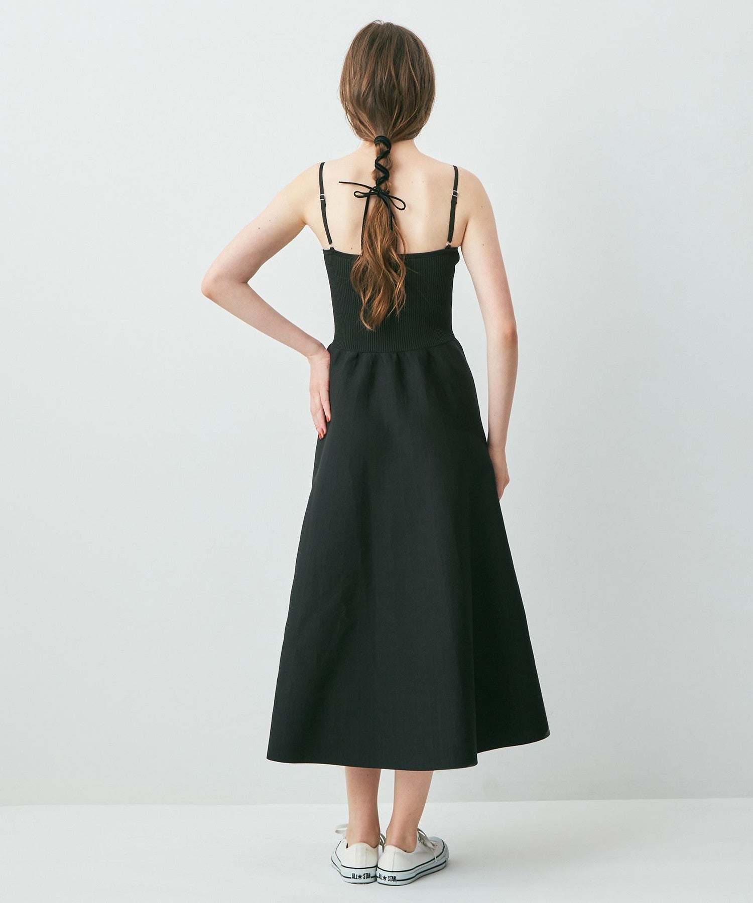 Lace -up knit bischi dress