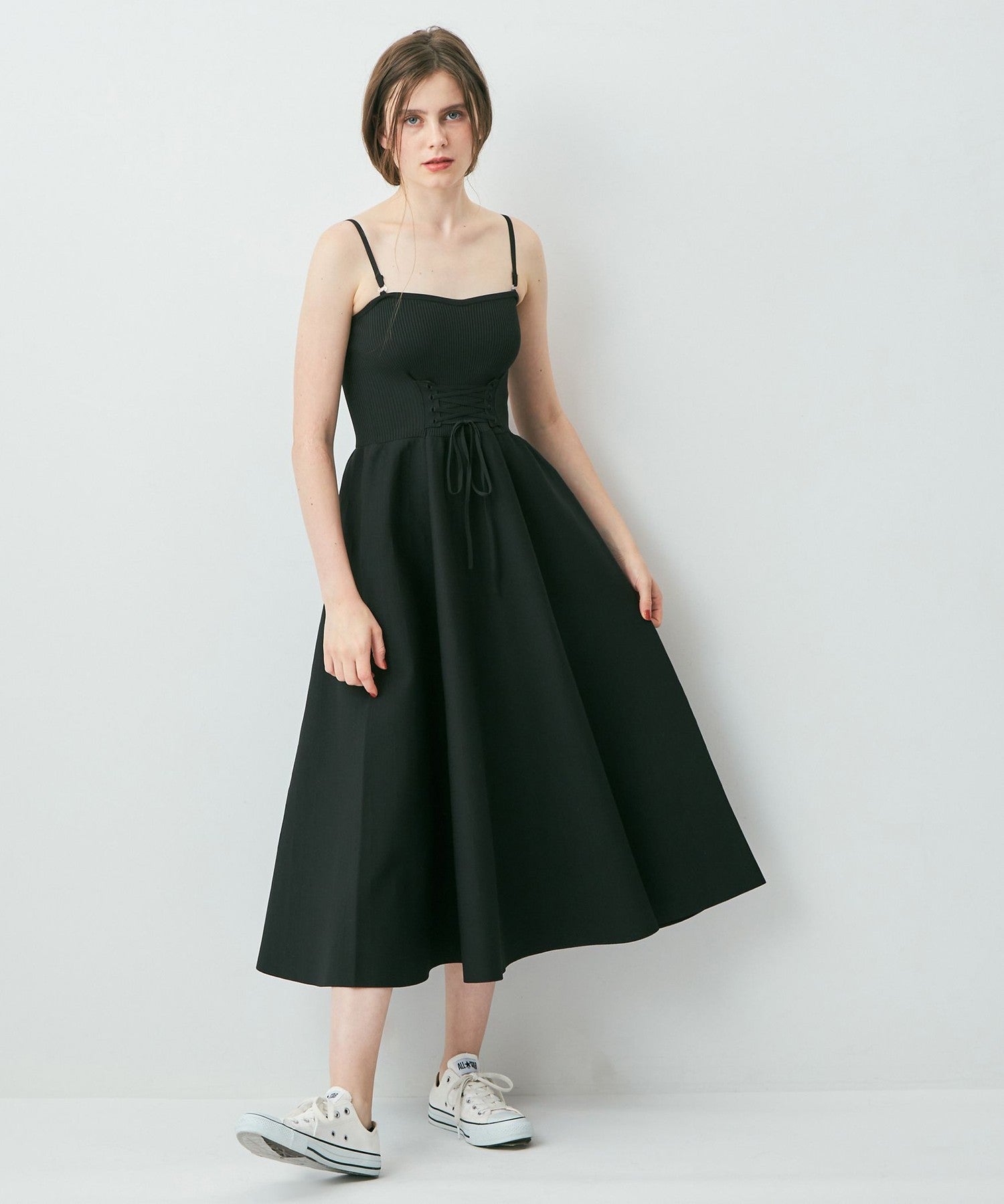 Lace -up knit bischi dress