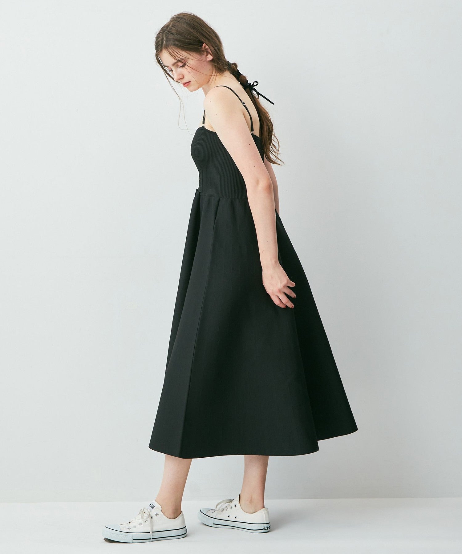 Lace -up knit bischi dress