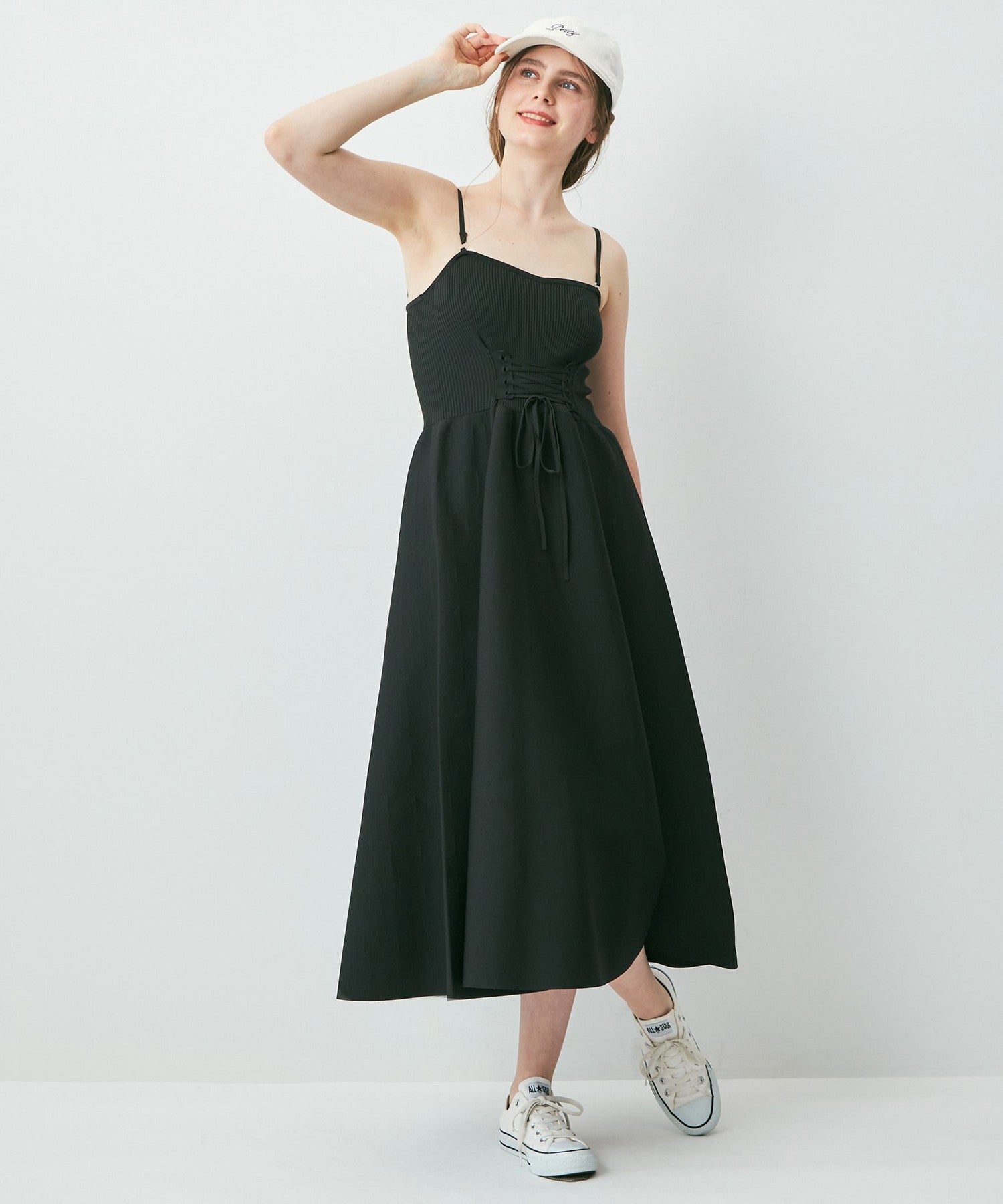 Lace -up knit bischi dress