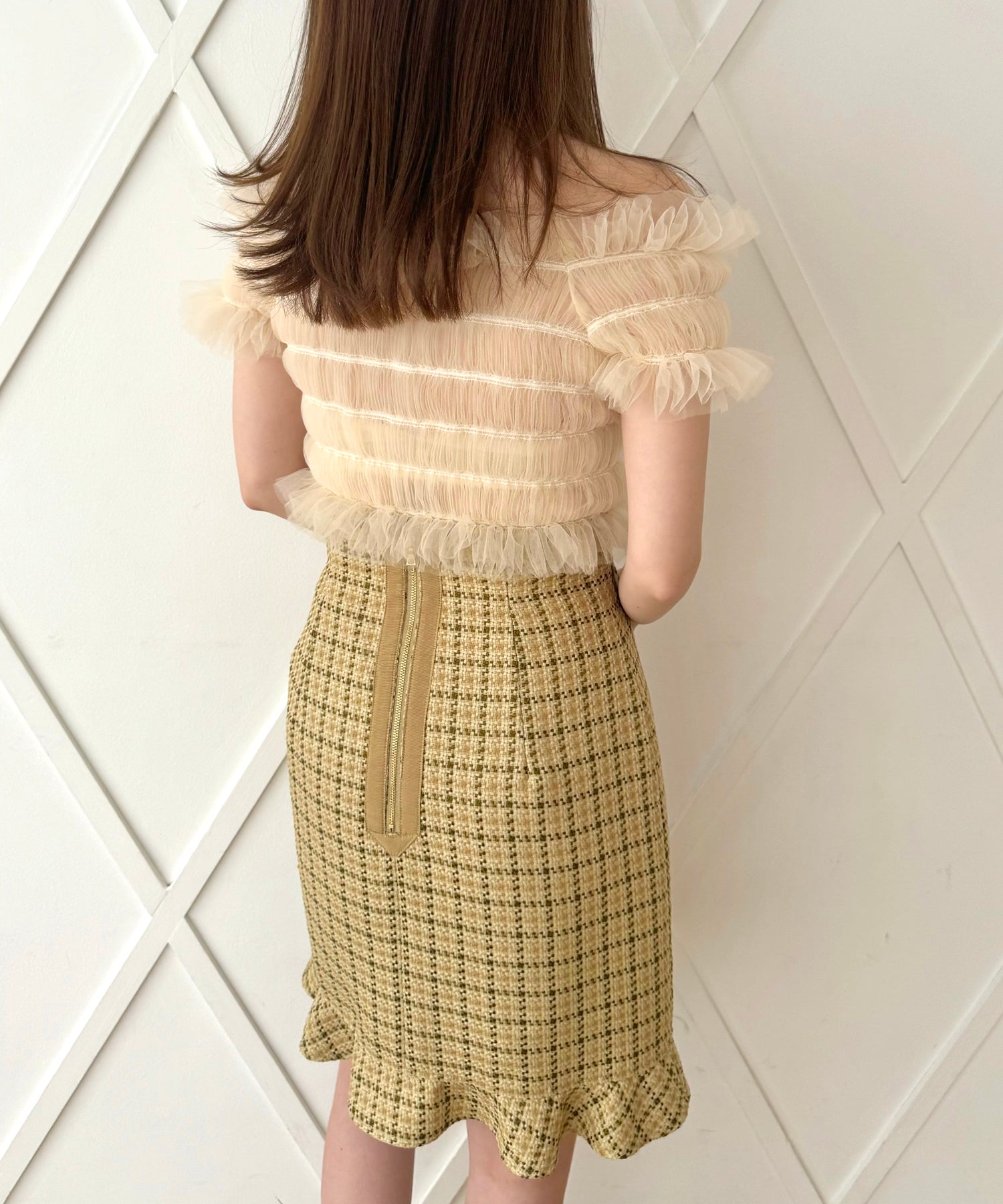 [Reservation] Check mini frill skirt