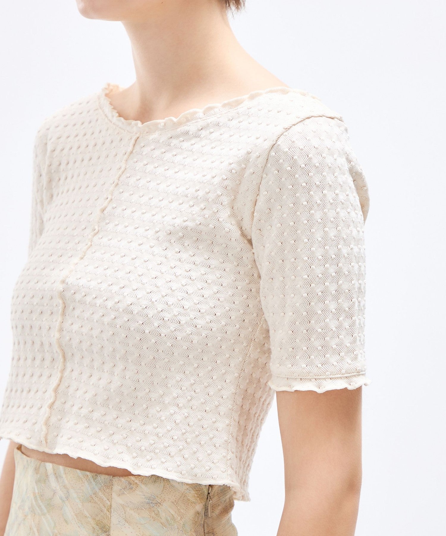 Dot lace cut tops