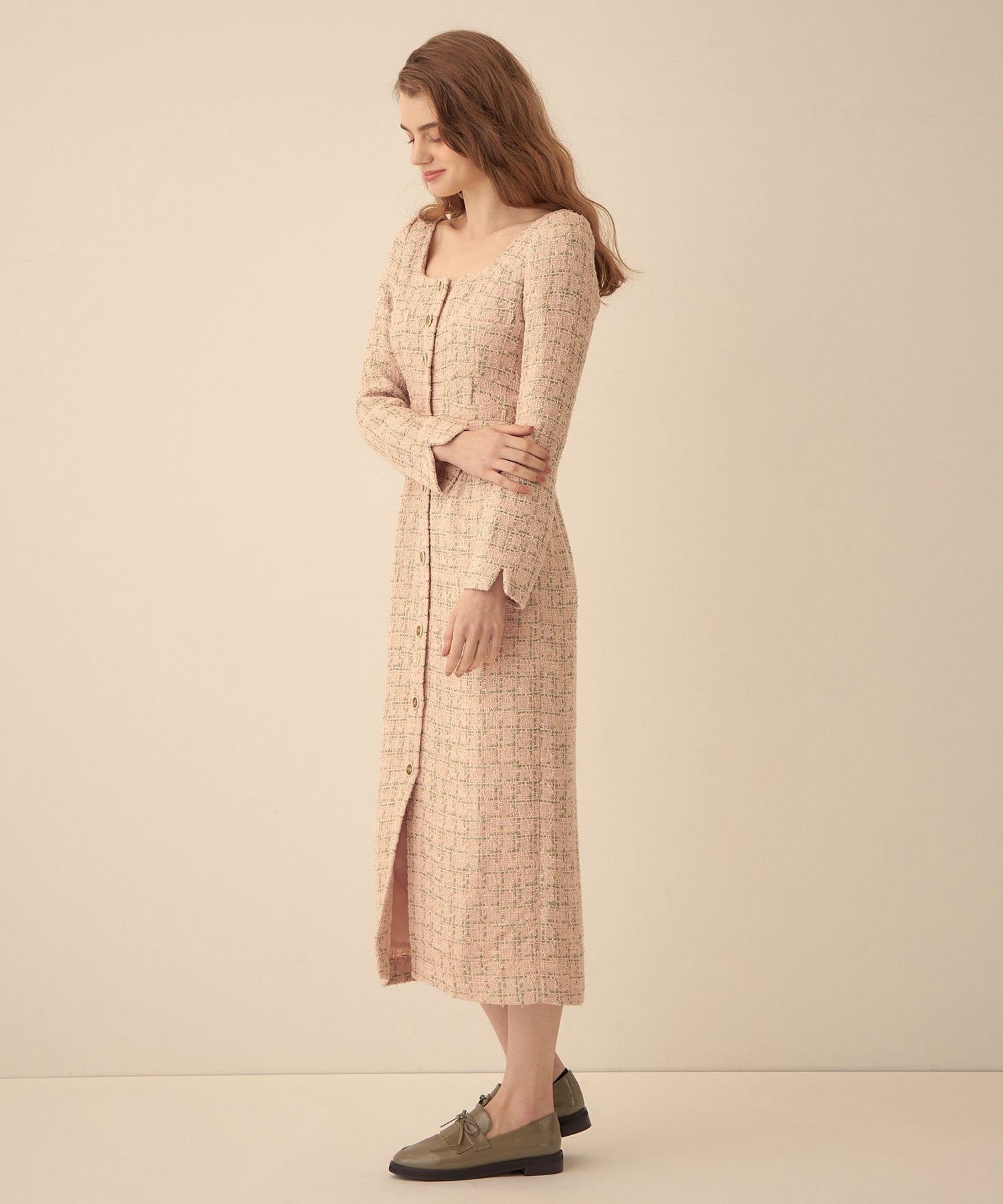 Check tweed dress