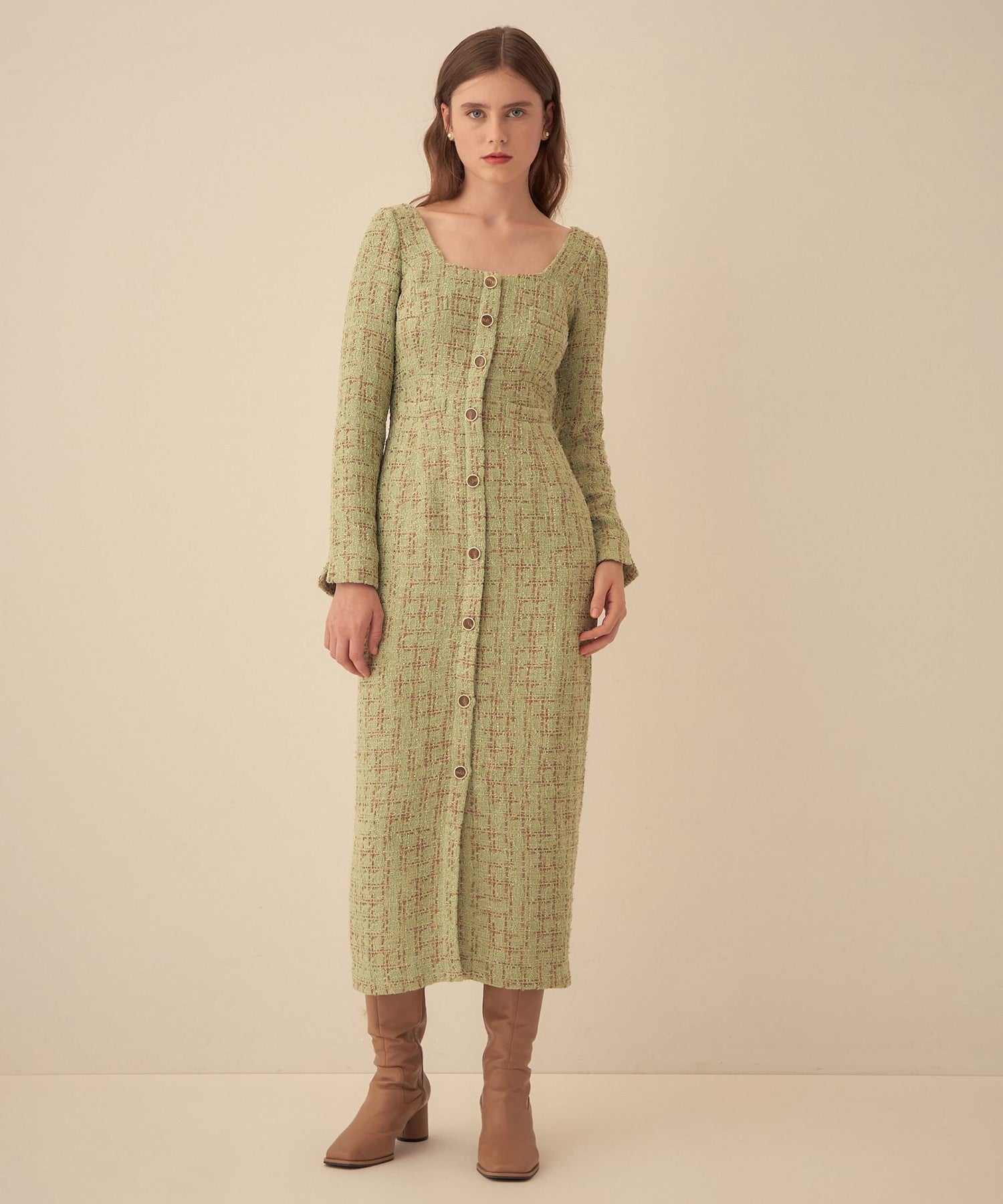 Check tweed dress