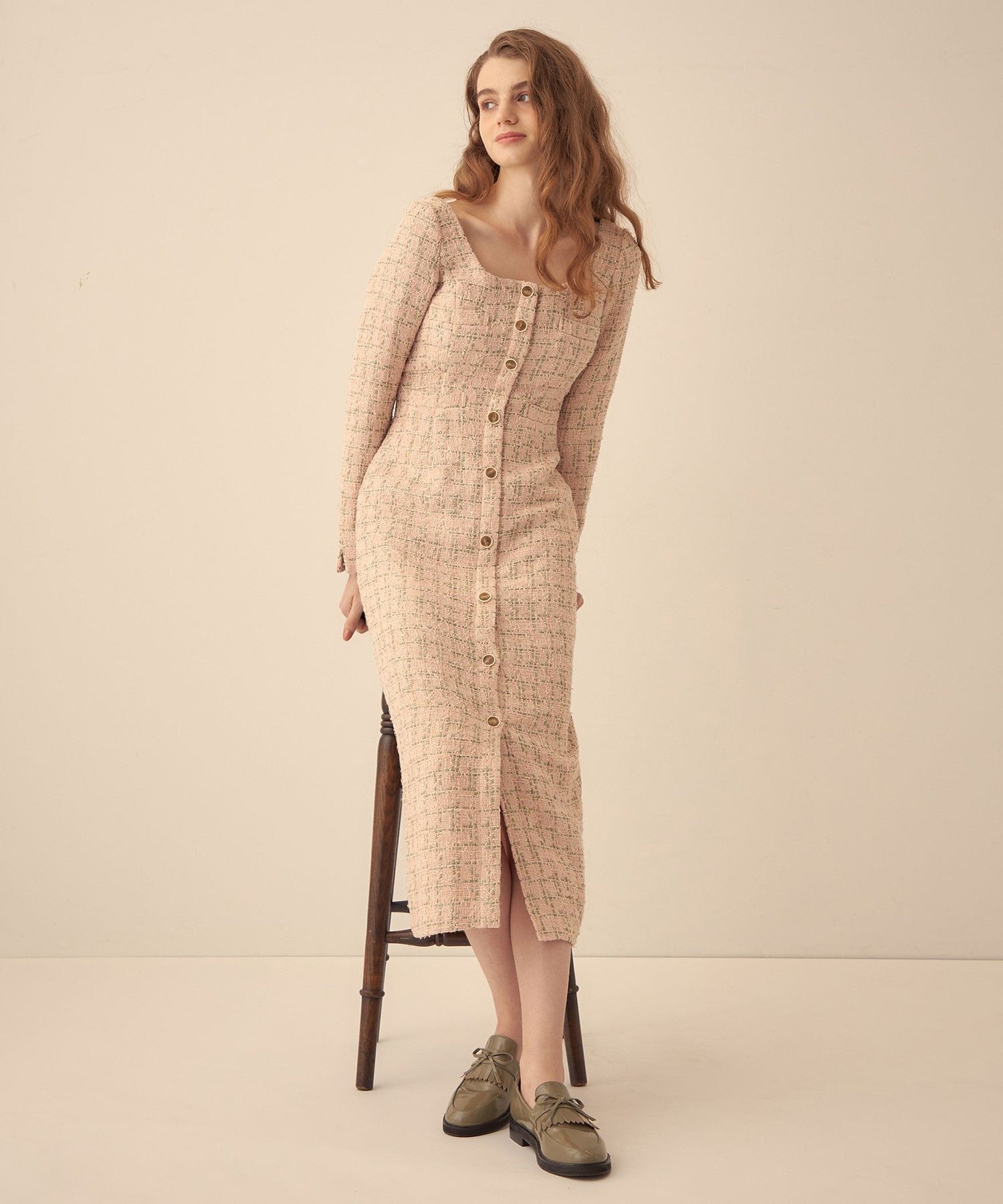 Check tweed dress