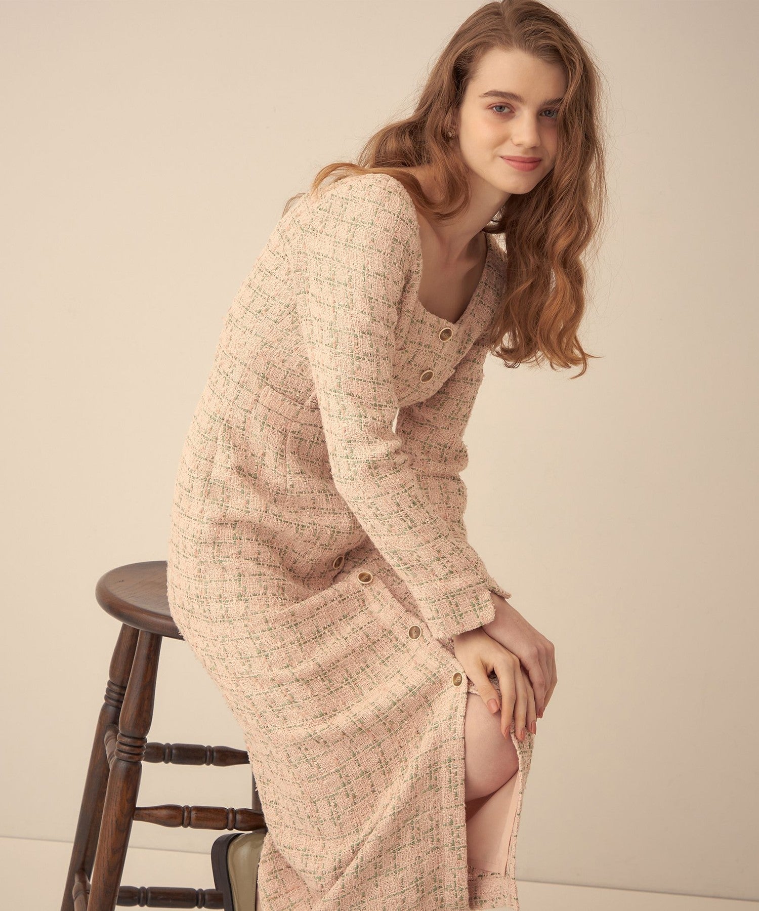 Check tweed dress