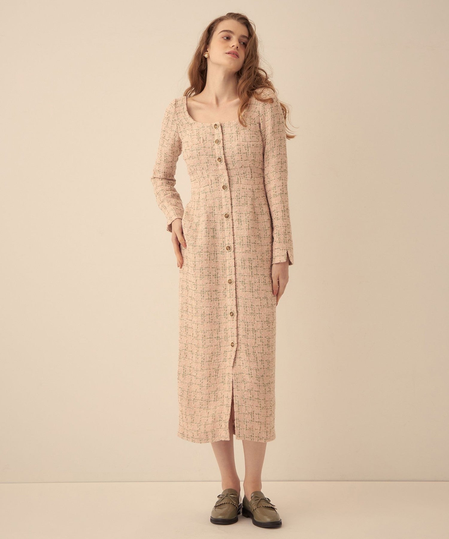 Check tweed dress