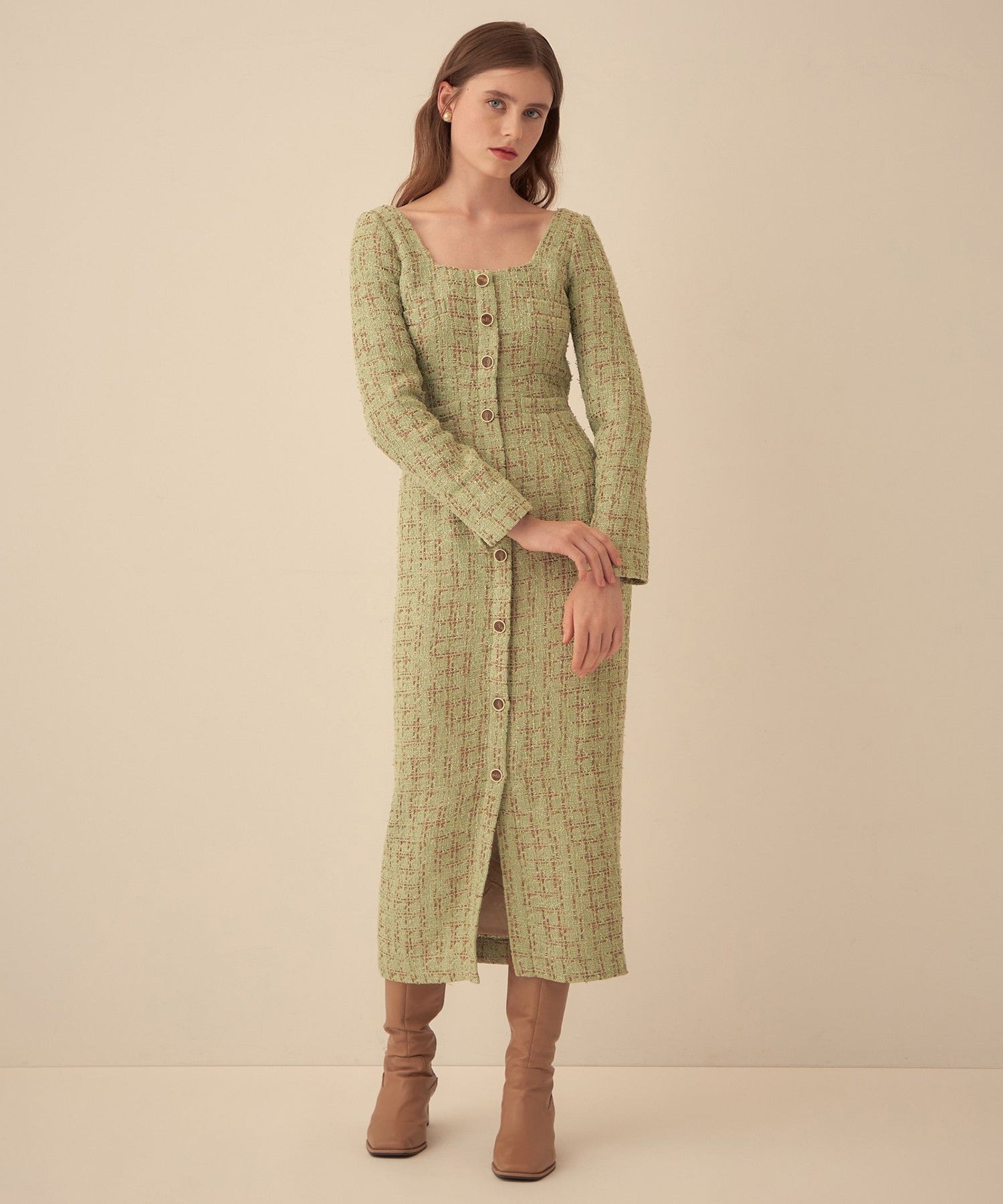 Check tweed dress