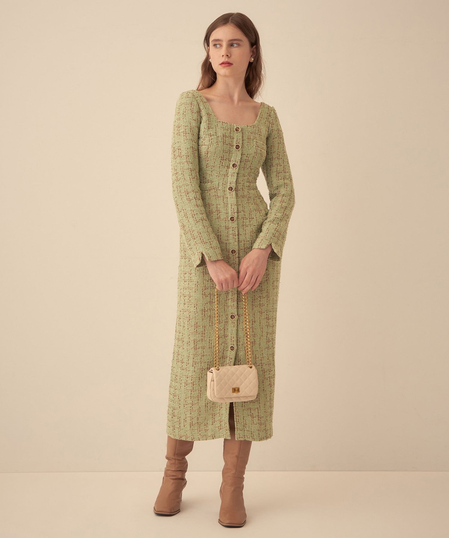 Check tweed dress