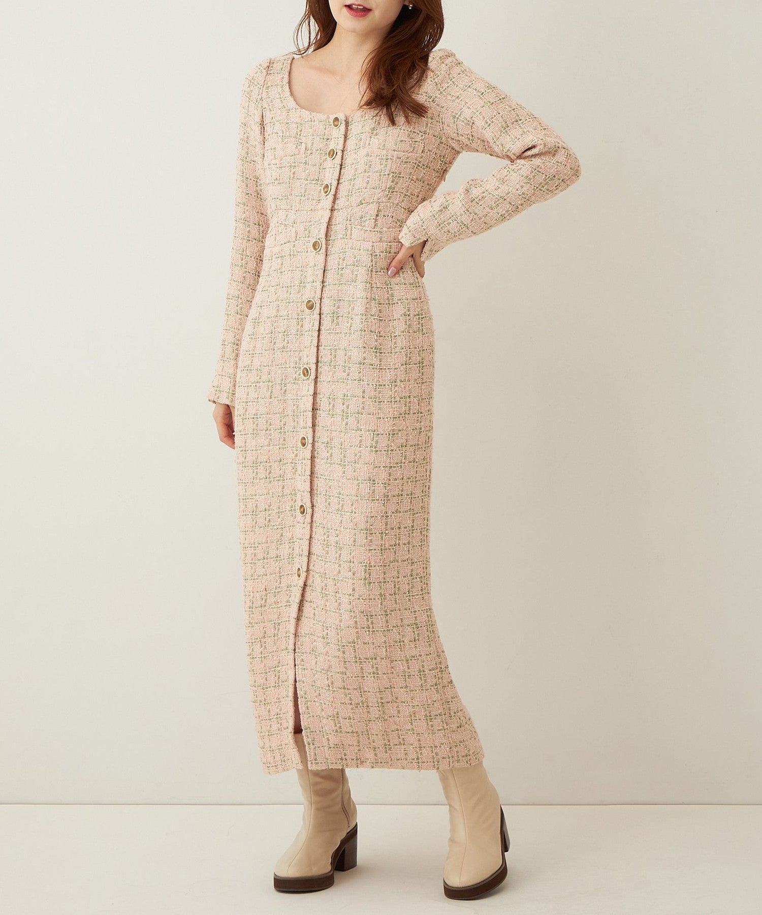 Check tweed dress