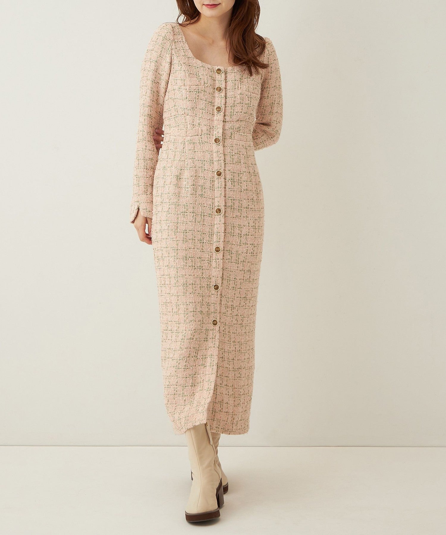 Check tweed dress