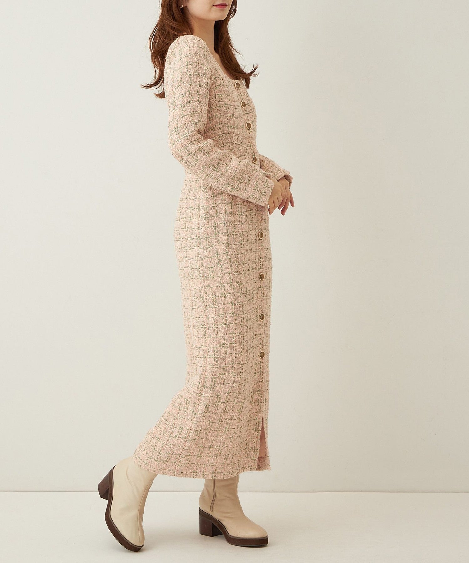 Check tweed dress