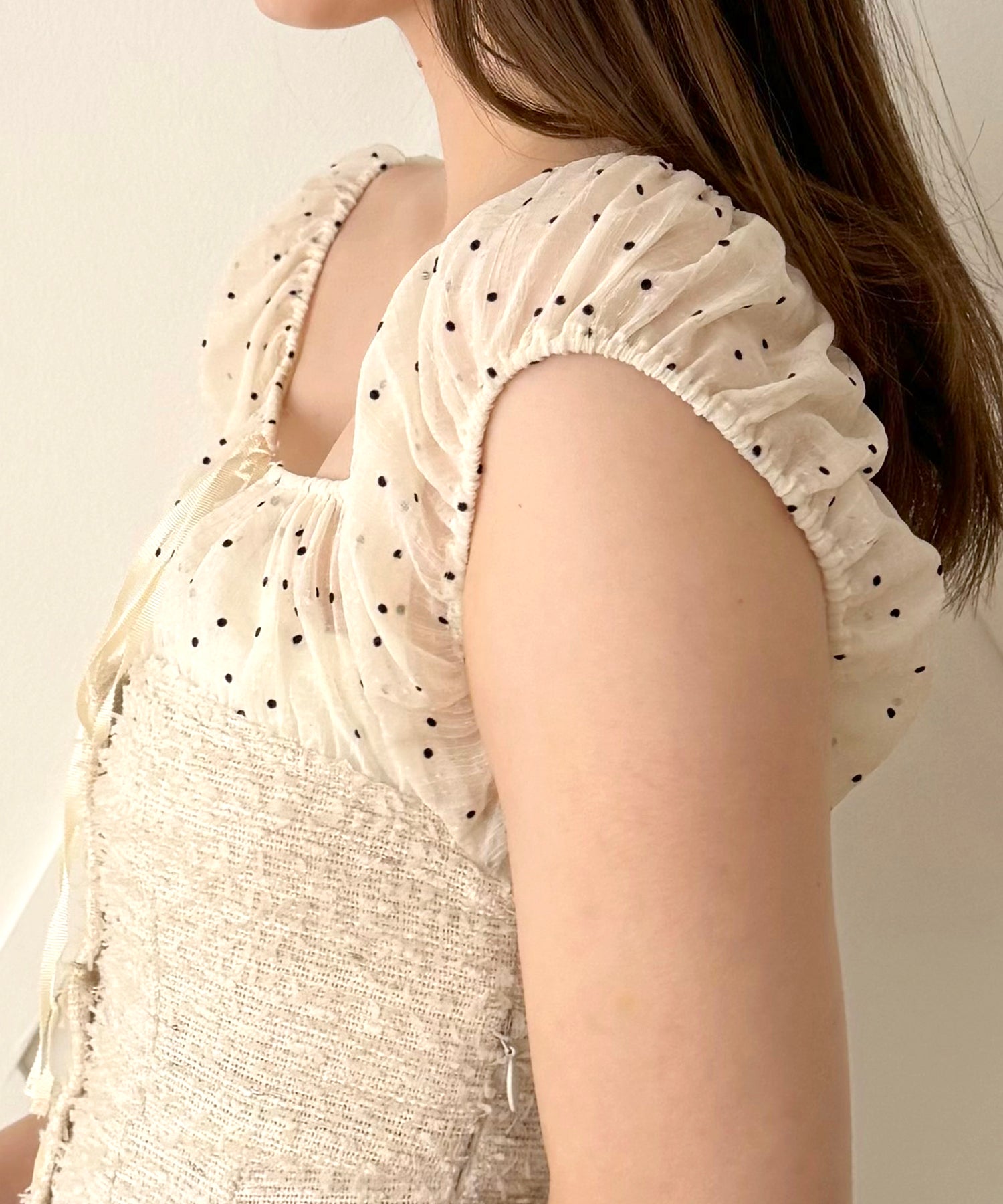 [预订] 2Way Dot Tweed组合连衣裙
