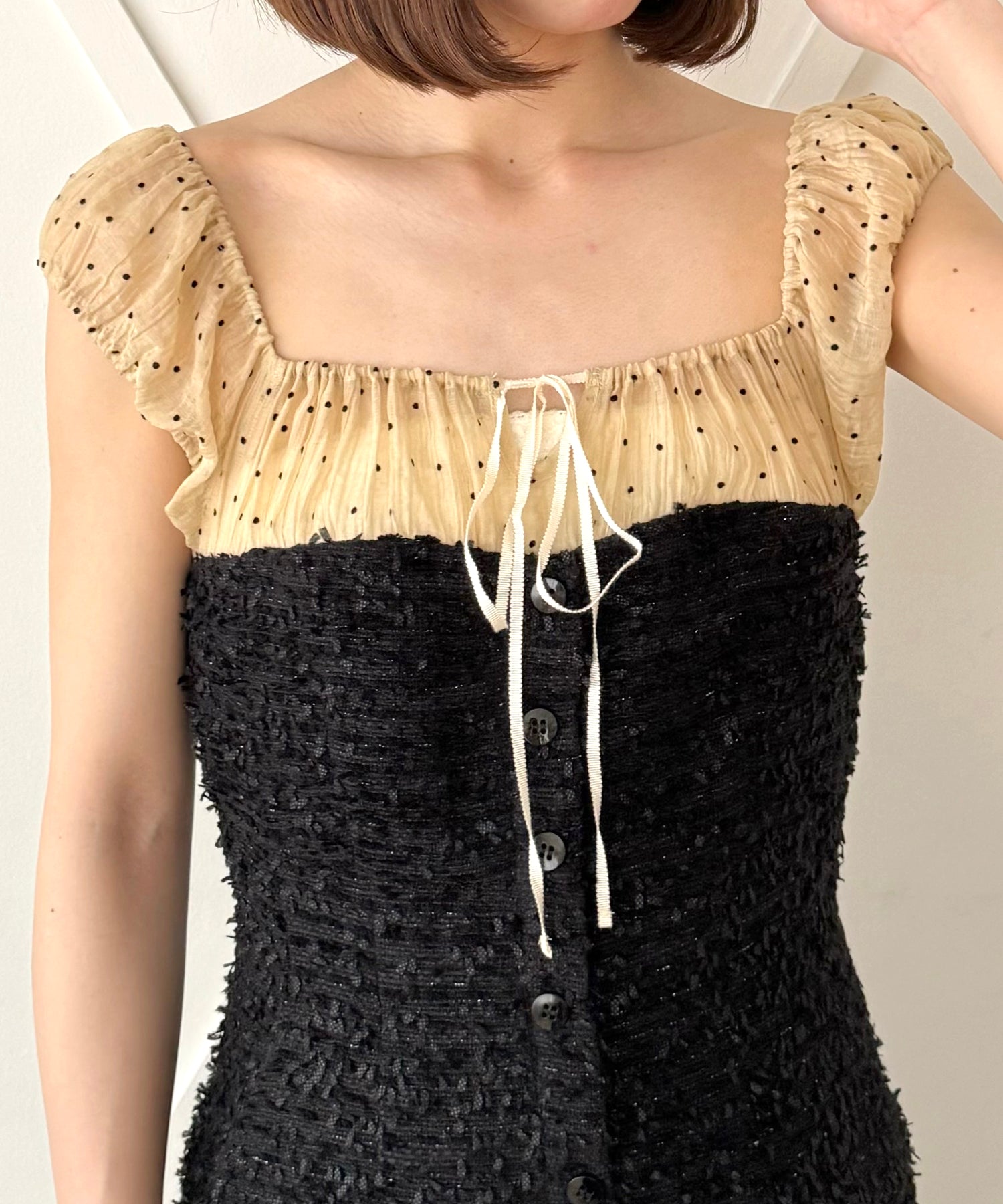 [預訂] 2Way Dot Tweed組合連衣裙