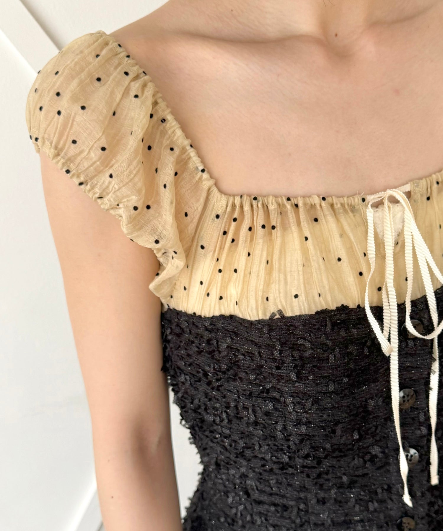 [预订] 2Way Dot Tweed组合连衣裙