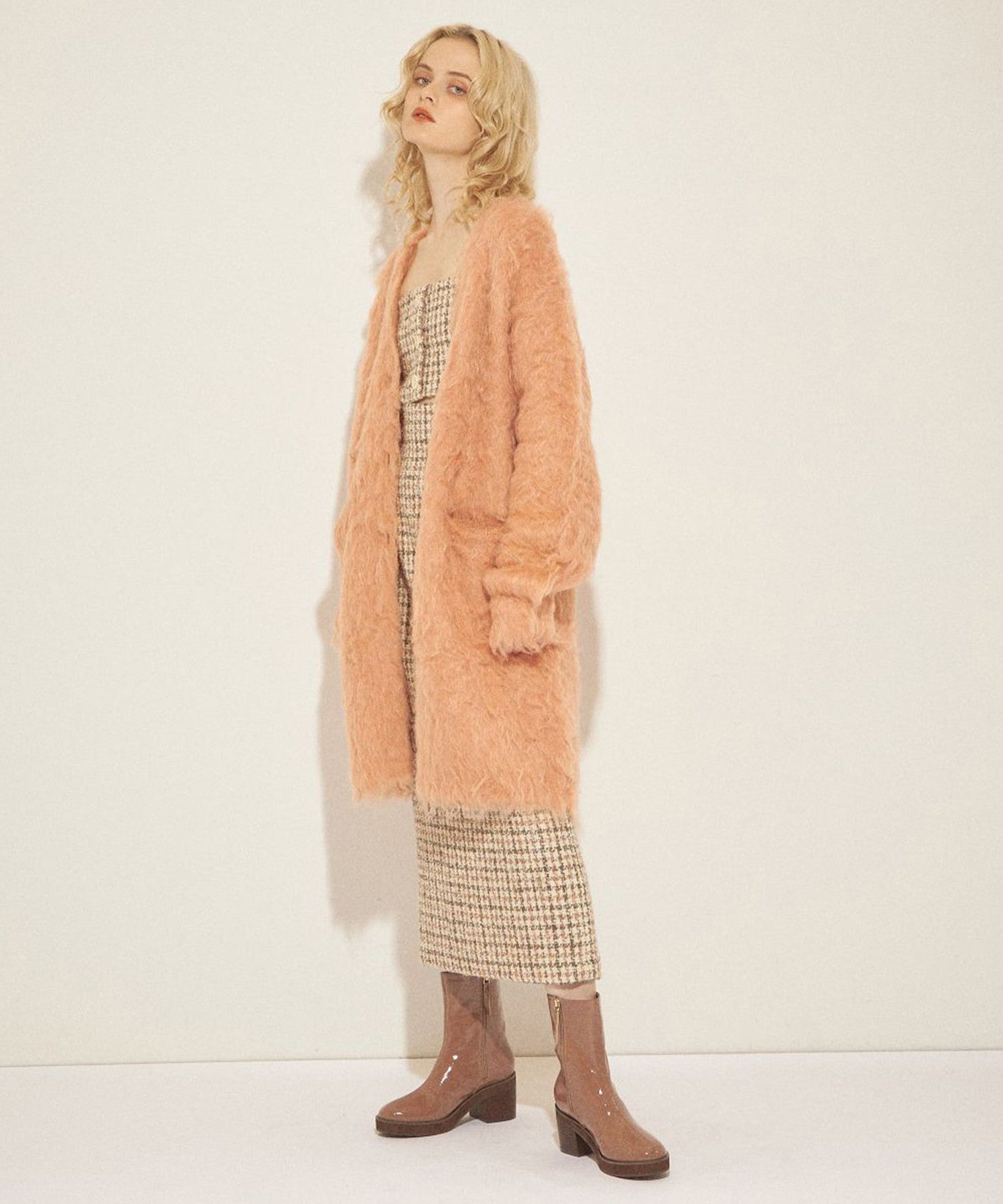 Long shaggy knit coat