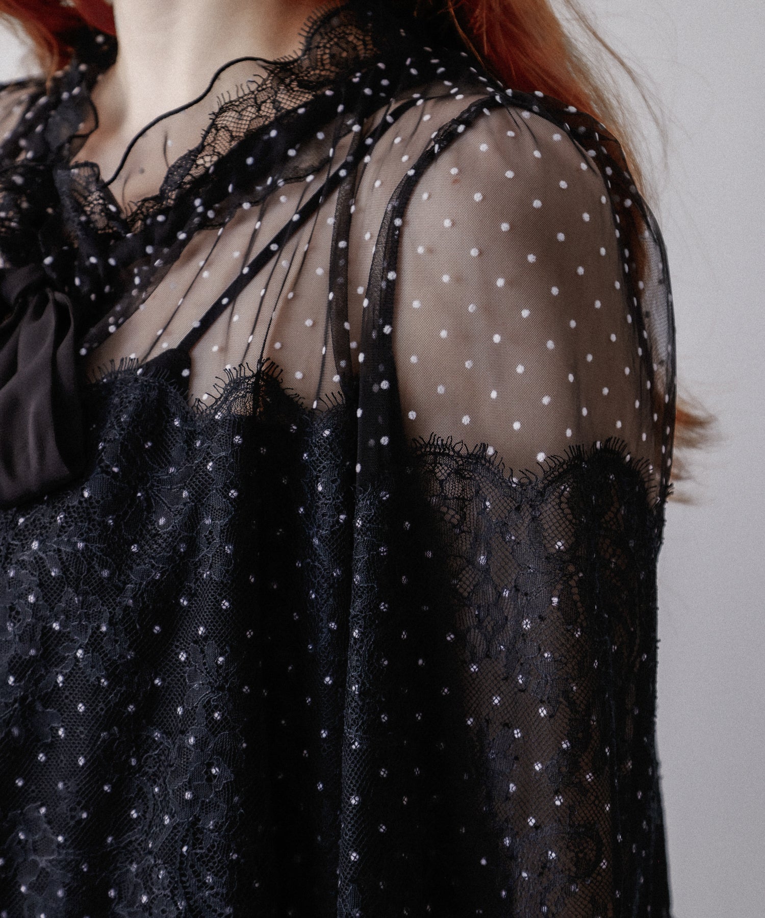 [Reservation] Dot Tulle Lace Blouse