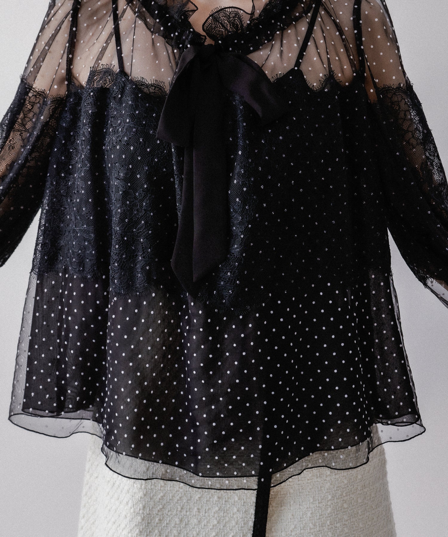 [Reservation] Dot Tulle Lace Blouse