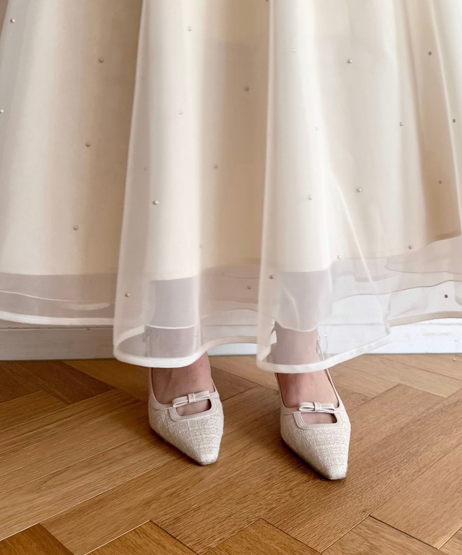 [Reservation] Mini pearl tulle skirt