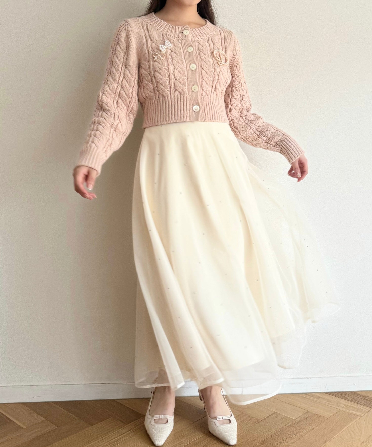 [Reservation] Mini pearl tulle skirt