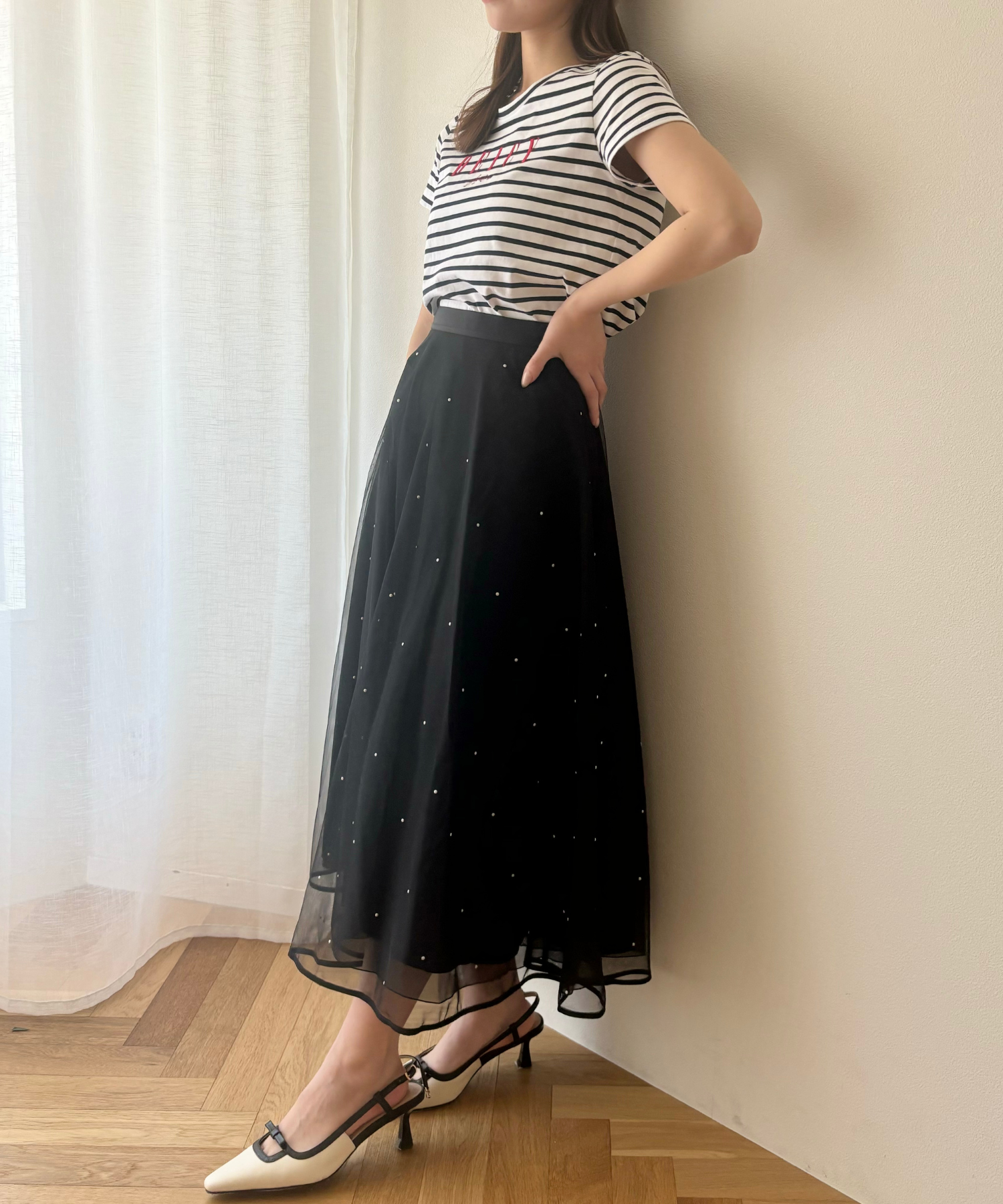 [Reservation] Mini pearl tulle skirt