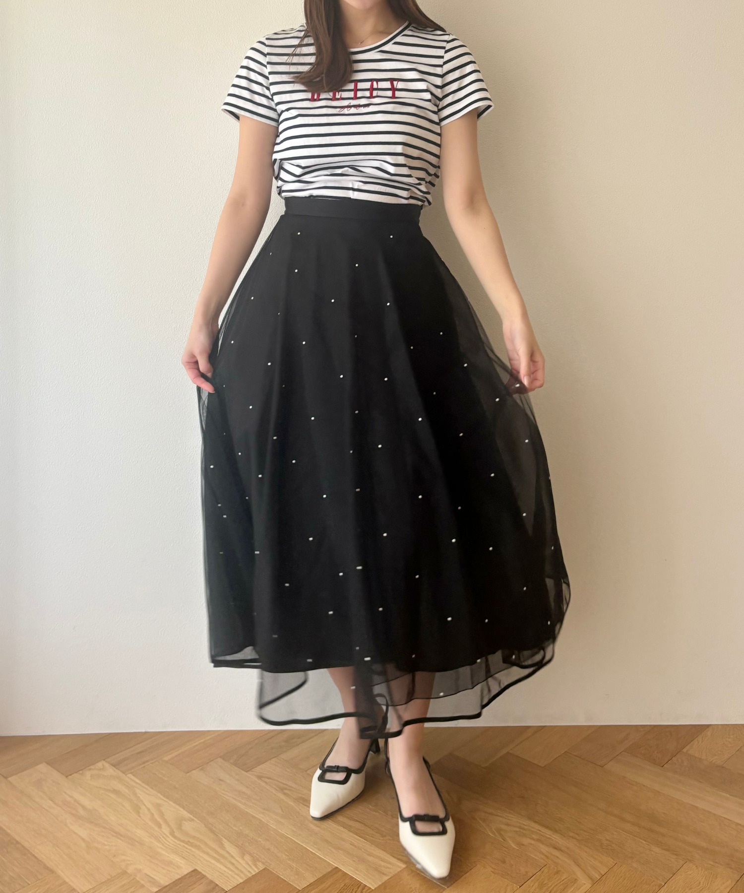 [Reservation] Mini pearl tulle skirt