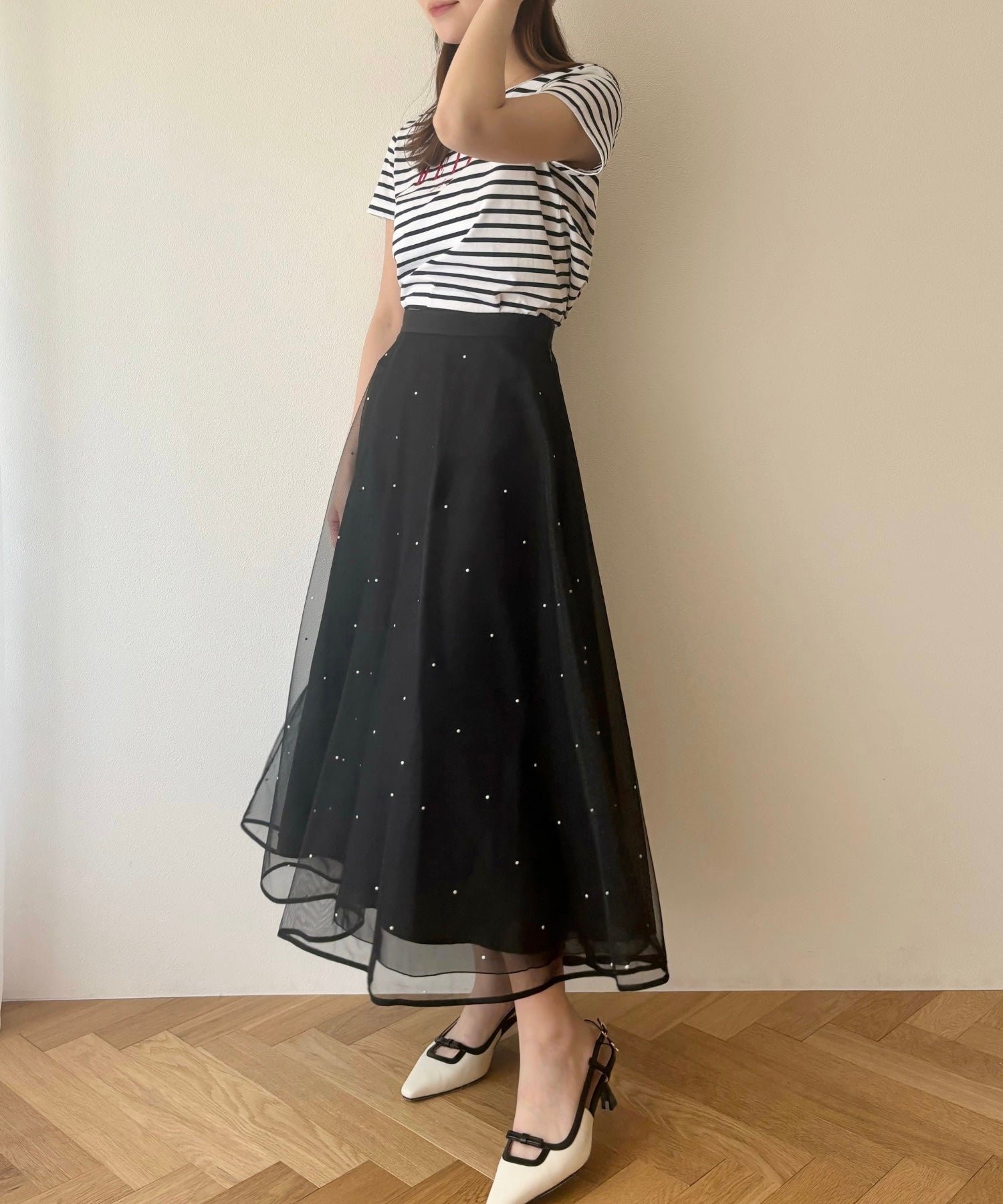 [Reservation] Mini pearl tulle skirt